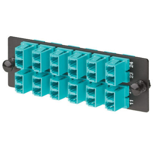 Placa Acopladora de Fibra Óptica Panduit – 12 Conectores – LC – Dúplex – Multimodo – Aqua – FAP12WAQDLCZ