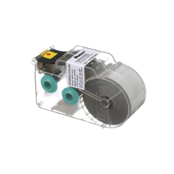 Casete Panduit S100X125VAC - 225 Etiquetas - Auto laminadas - 25.4 x 31.8 mm - Para Cables de 3 a 7.1 mm de Diámetro - Área de Impresión Blanco - S100X125VAC