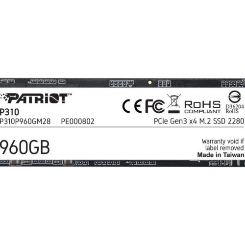 Unidad de Estado Sólido PATRIOT P310 – M.2 – 960GB – PCIe 3 x 4 – P310P960GM28