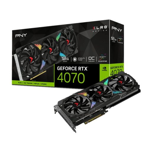 Tarjeta de Video PNY GeForce RTX 4070 12GB XLR8 Gaming VERTO EPIC-X RGB – 12GB – 192-bit – PCI-E 4.0 – GDDR6 – HDMI – DisplayPort – VCG407012TFXXPB1-O