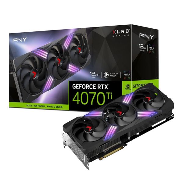 Tarjeta de Vídeo PNY GeForce RTX 4070 Ti 12GB XLR8 Gaming VERTO EPIC-X RGB Triple Fan DLSS 3 - 12GB - 192-bit - PCI-E 4.0 - GDDR6X - HDMI - DisplayPort  - VCG4070T12TFXXPB1