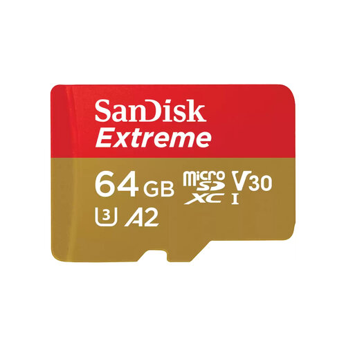 Memoria MicroSDXC SanDisk Extreme – 64GB – Clase 10 – C/Adaptador – SDSQXAH-064G-GN6MA