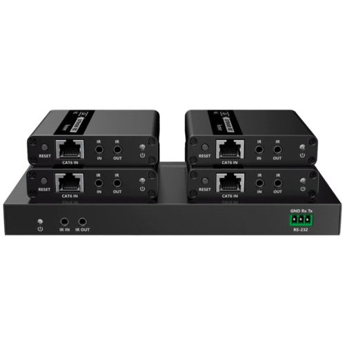 Kit Extensor de Video SAXXON LKV724P – HDMI por Cable de Red Cat6 – Hasta 70M – FHD – 4 Puertos – LKV724P