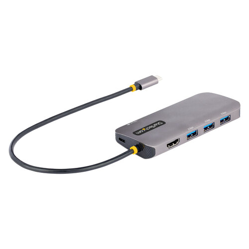 Adaptador Multi Puertos StarTech.com – USB C – HDMI / 3 Puertos USB 3.2 / Ethernet – Mac / Windows – 127B-USBC-MULTIPORT