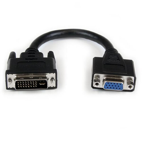 Adaptador Conversor StarTech.com – DVI-I a VGA – Macho a Hembra – 20cm – Negro – DVIVGAMF8IN
