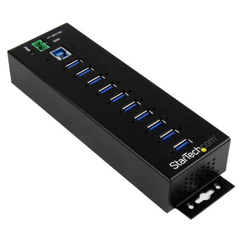 HUB Industrial StarTech.com – USB 3.0 – 10 Puertos USB 3.1 – Adaptador de Alimentación – Negro – HB30A10AME