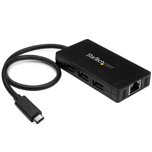 Concentrador StarTech.com USB 3.0 3 Puertos USB-C y Red Ethernet Gigabit – HB30C3A1GE