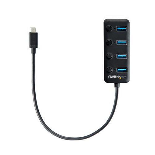 Hub USB StarTech.com HB30C4AIB – Tipo C – 4 Puertos USB-A – Con Interruptores – HB30C4AIB