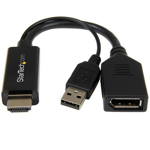 Adaptador de Video StarTech.com – HDMI a DisplayPort – 4K – Con alimentación USB – HD2DP