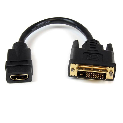 Adaptador de Video StarTech.com – HDMI Hembra a DVI-D Macho – 20cm – Negro – HDDVIFM8IN