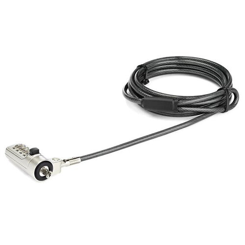 Cable de Seguridad StarTech.com LTLOCKNBL – Combinación – Para Laptop – Ranura Wedge – Bisagra Giratoria – 2M – LTLOCKNBL