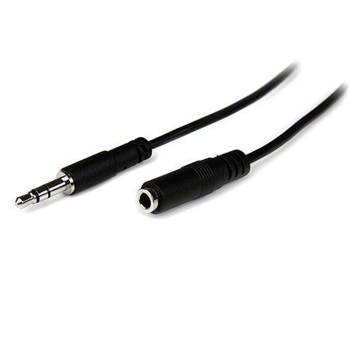 Cable Extensión de Audífonos StarTech.com MU2MMFS – Mini Jack 3.5 – Macho a Hembra – 2m – Negro – MU2MMFS