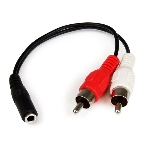 Cable Adaptador de Audio StarTech.com – 15cm – Mini Jack de 3.5mm a 2x RCA Macho – Conecta ordenador a un sistema estéreo – MUFMRCA