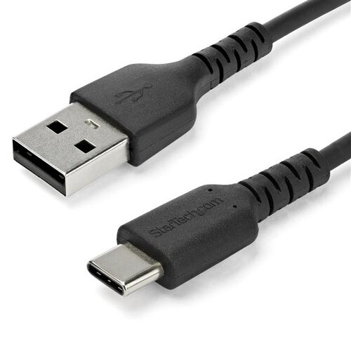 Cable USB StarTech.com RUSB2AC2MB – USB 2.0 a USB-C – 2 Mts – Fibra Aramida – Negro – RUSB2AC2MB