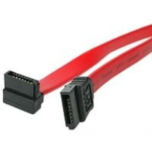 Cable SATA StarTech.com – 7 Pines – 45 cm – Ángulo Recto – Rojo con Negro – SATA18RA1