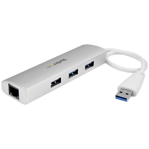 Hub USB StarTech.com – 3 Puertos USB 3.0 – Adaptador Ethernet – Blanco – ST3300G3UA