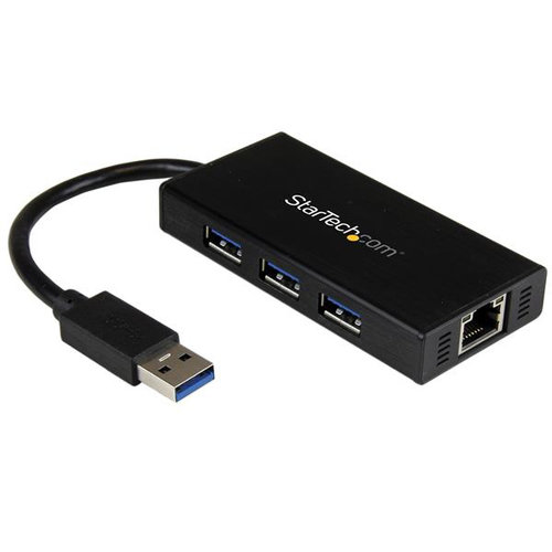 Hub StarTech.com USB 3.0 Aluminio con 3 Puertos USB y Adaptador de Red Ethernet – ST3300GU3B