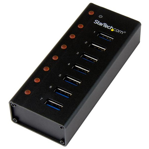 HUB USB StarTech.com ST7300U3M – 7 Puertos USB 3.0 – Caja Metálica – Sobremesa/Montaje en Pared – Negro – ST7300U3M