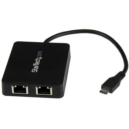 Adaptador de Red StarTech.com – USB-C a 2 Puertos Ethernet – Gigabit – Negro – US1GC301AU2R