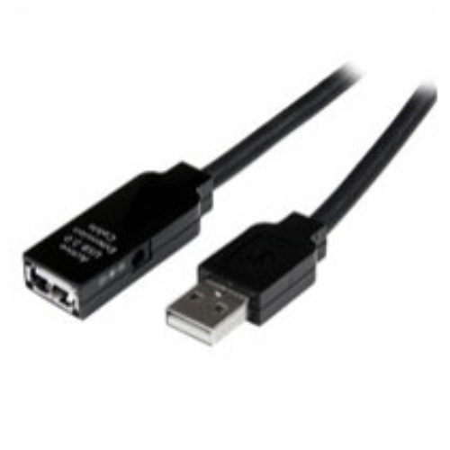 Cable StarTech.com 15m Extensión Alargador USB 2.0 Activo Amplificado – Macho a Hembra USB A – Negro – USB2AAEXT15M