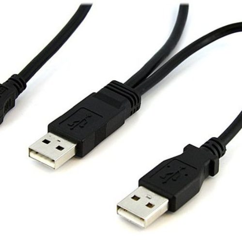 Cable StarTech.com de 91cm USB en Y para Discos Externos 2X USB A a 1X Mini B – USB2HABMY3