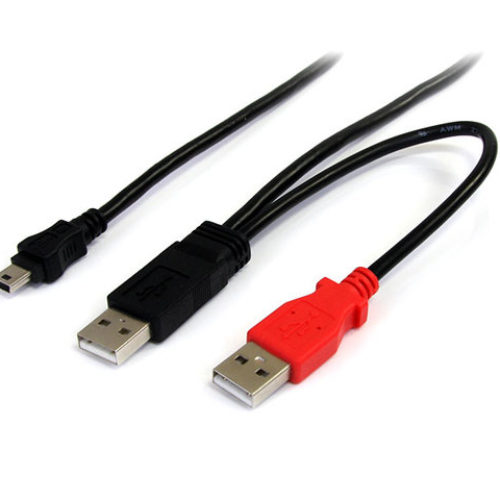 Cable StarTech.com de 1.8m USB en Y para Discos Duros Externos – 2x USB A Macho a 1x USB Mini B Macho – USB2HABMY6
