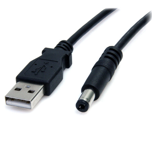 Cable Adaptador StarTech.com – 2m – USB A Macho – Conector Coaxial Barrel – Alimentación Corriente Tipo M – 5,5mm – 5V DC – USB2TYPEM2M