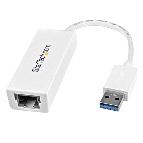 Adaptador StarTech.com Tarjeta de Red Externa NIC USB 3.0 a 1 Puerto Gigabit Ethernet – 1Gbps – RJ45 – USB A – Blanco – USB31000SW