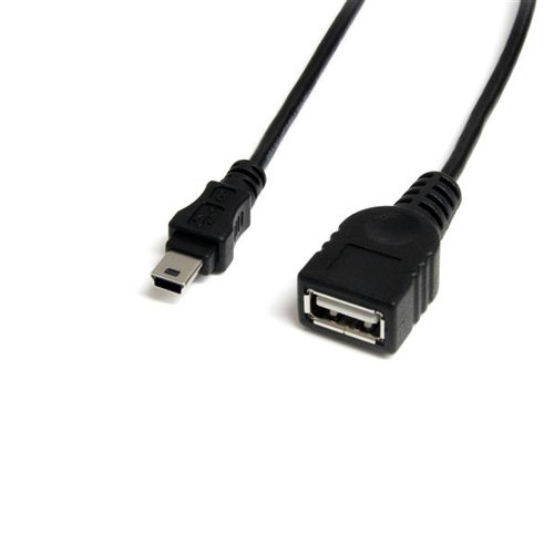 Cable USB StarTech.com – 30cm – Mini USB 2.0 a USB – Macho/Hembra – Negro – USBMUSBFM1