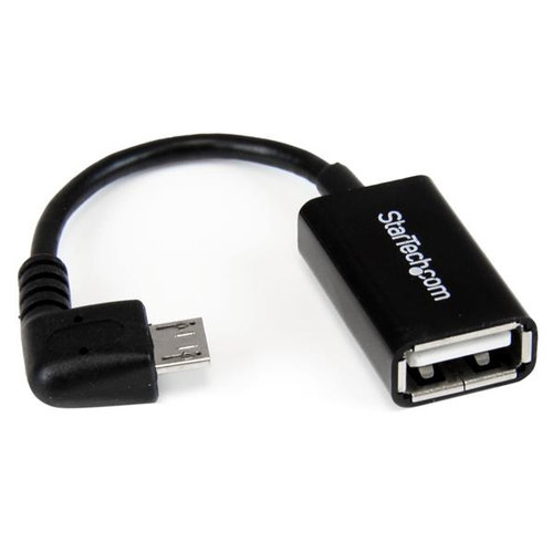 Cable Adaptador StarTech.com Micro USB a USB OTG Acodado a la Derecha de 12cm – Macho a Hembra – UUSBOTGRA