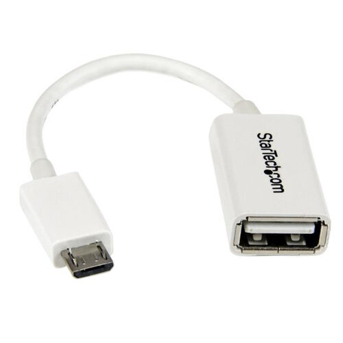Cable Adaptador StarTech.com – MicroUSB a USB OTG – Macho a Hembra – 12cm – Blanco – UUSBOTGW