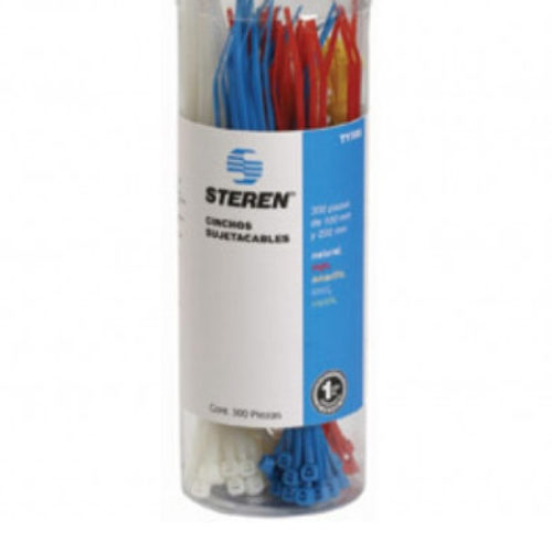 Bote de Cinchos Sujeta Cables Steren Ty300 – Multicolores – 300 Piezas – TY300