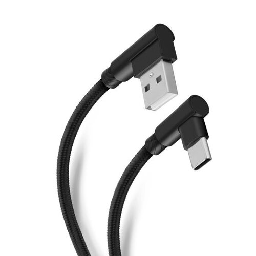 Cable Steren USB-3965 – USB a USB-C – Conectores 90° – 1.2m – Negro – USB-3965