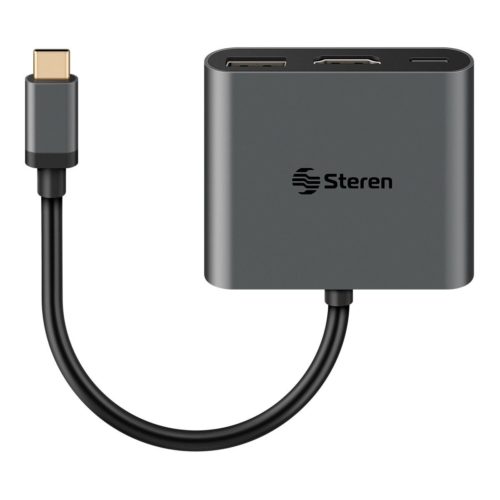Adaptador Steren USB-471 – USB-C a HDMI / USB-C / USB 3.0 – Negro – USB-471
