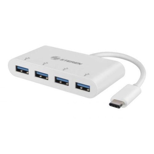 HUB USB Steren USB-5260 – USB-C a 4 Puertos USB 3.0 – Blanco – USB-5260