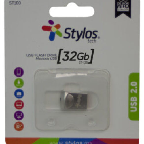 Memoria USB Stylos STMUS41S – 32GB – USB 2.0 – Plata – STMUS41S