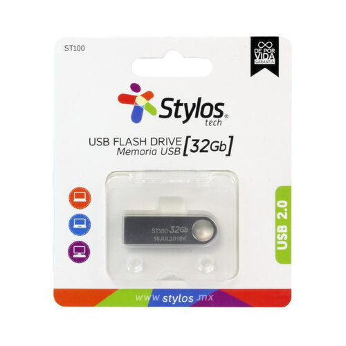 Memoria USB Stylos – 32GB – USB 2.0 – Metálica – STMUSB3B