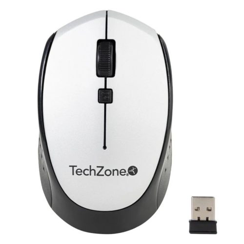 Mouse TechZone TZ19MOU01 – Inalámbrico – USB – Plata con Negro – TZ19MOU01-INAPL
