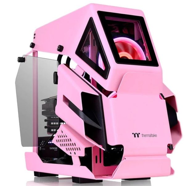 Gabinete Gamer Thermaltake AH T200 Pink - Micro Torre - Micro ATX/Mini-ITX - Panel Lateral - Rosa - AHT200