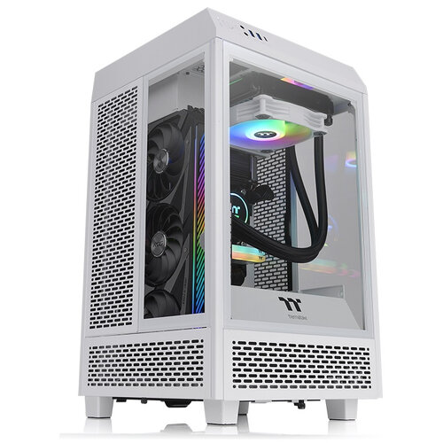 Gabinete Gamer Thermaltake The Tower 100 Snow – Mini Torre – Mini ITX – 2x Ventiladores – Panel Lateral – Blanco – CA-1R3-00S6WN-00