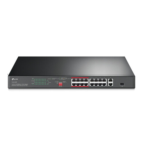 Switch TP-LINK TL-SL1218P – 16 Puertos – Fast Ethernet – PoE+ – 2 Puertos – Gigabit – 1 SFP – No Gestionado – TL-SL1218P