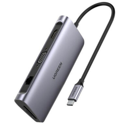 HUB UGREEN 40873 – USB-C a HDMI / Ethernet / VGA / 3 Puertos USB 3.0 – Mac OS / Windows / Linux – 40873