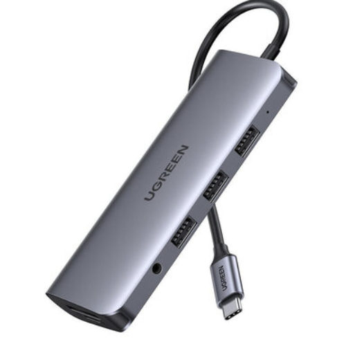 HUB UGREEN 80133 – USB-C a HDMI / VGA / Ethernet / 3.5 mm / 3 Puertos USB 3.0 / Lector de Tarjetas – Transferencia a 5 Gbps – 80133