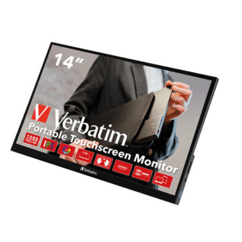 Monitor Portátil Verbatim 49591 – 14″ – Touch – Full HD – HDMI – Altavoces incorporados – 49591