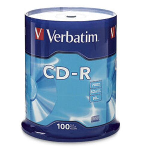CD-R Verbatim – 52X – 700MB – Paquete de 100 Piezas – 94554