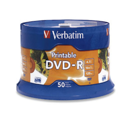 DVD-R Verbatim – 16X – 4.7GB – Paquete de 50 Piezas – 95137