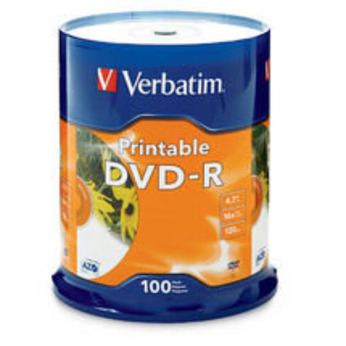 DVD-R Verbatim – 16X – 4.7GB – Paquete de 100 Piezas – 95153