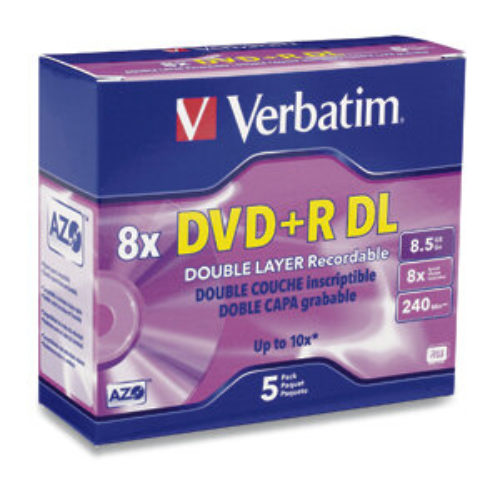 DVD+R DL Verbatim – 8X – 8.5GB – 5 Piezas – 95311