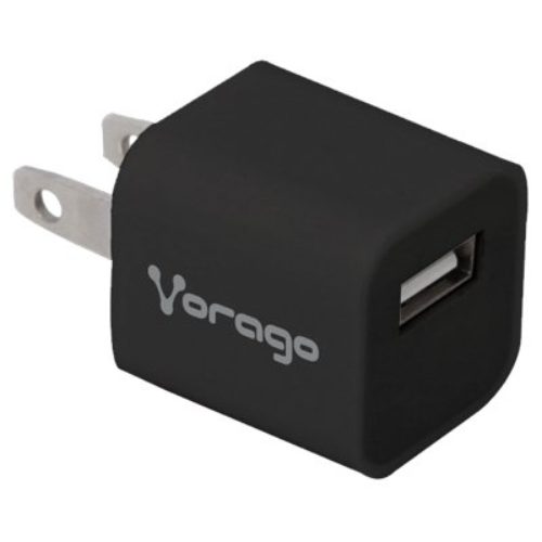 Cargador USB de Pared Vorago AU-105-V2 – 1 Puerto – 5V – Negro – AU-105-V2-BK