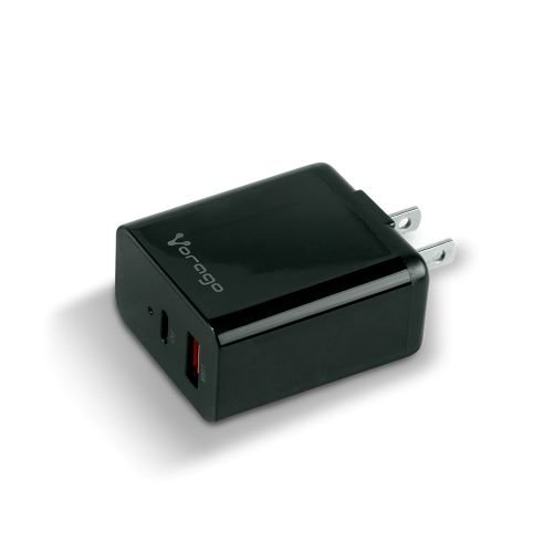 Cargador de Pared Vorago AU-350 – USB 3.0 – USB-C – Negro – AU-350-BK